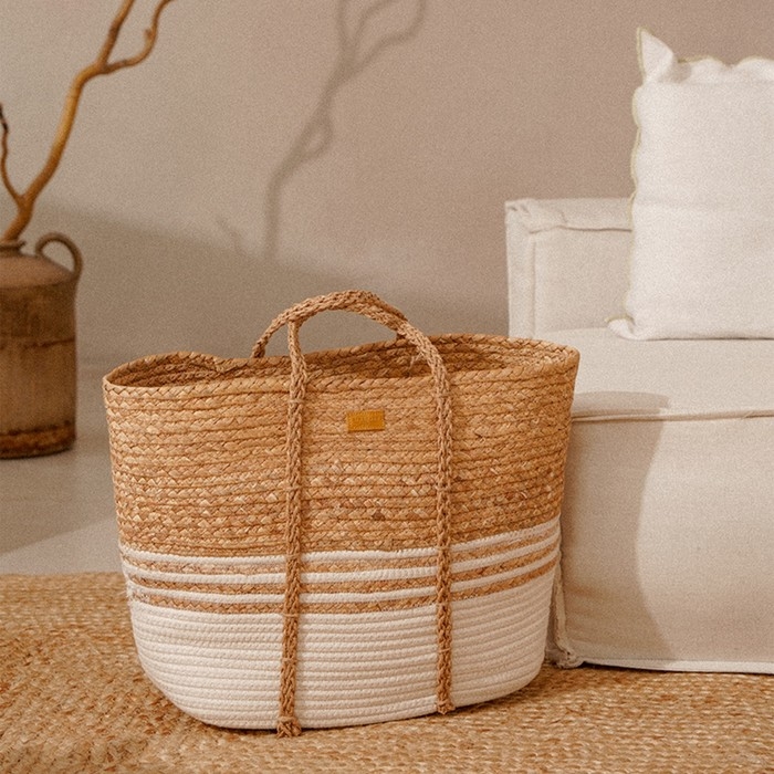 Корзина для белья плетеная SL Home Orden, хлопок, гиацинт, 42×24×35 см Корзина для белья плетеная SL Home Orden, хлопок, гиацинт, 42×24×35 см