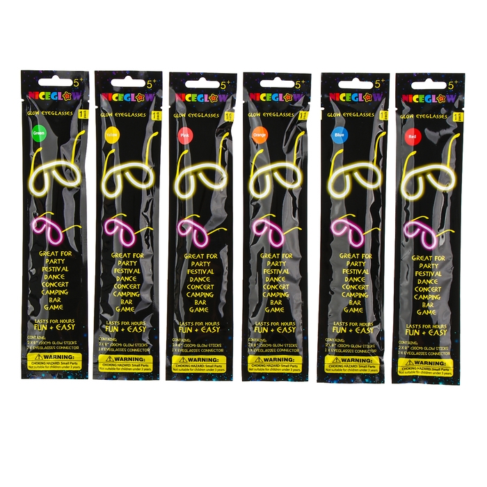 Неоновая палочка «Очки», цвета МИКС Неоновая палочка «Очки», цвета МИКС