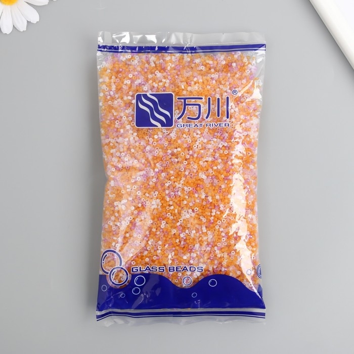 Бисер стекло  9/0  Бисер стекло  9/0 "Цилиндры. Меланж. Осень" полупрозрачный матовый 450 гр