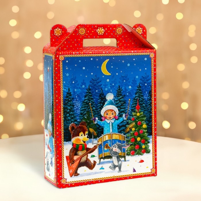 Новый год. Подарочная коробка новогодняя Подарок Новый год. Подарочная коробка новогодняя Подарок "Чаепитие" 16,8 х 7 х 25 см.