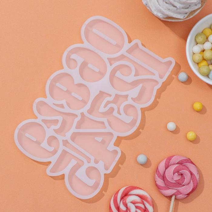 Форма для леденцов «Цифры», силикон, 16,5×10×0,7 см, 10 ячеек, цвет белый Форма для леденцов «Цифры», силикон, 16,5×10×0,7 см, 10 ячеек, цвет белый