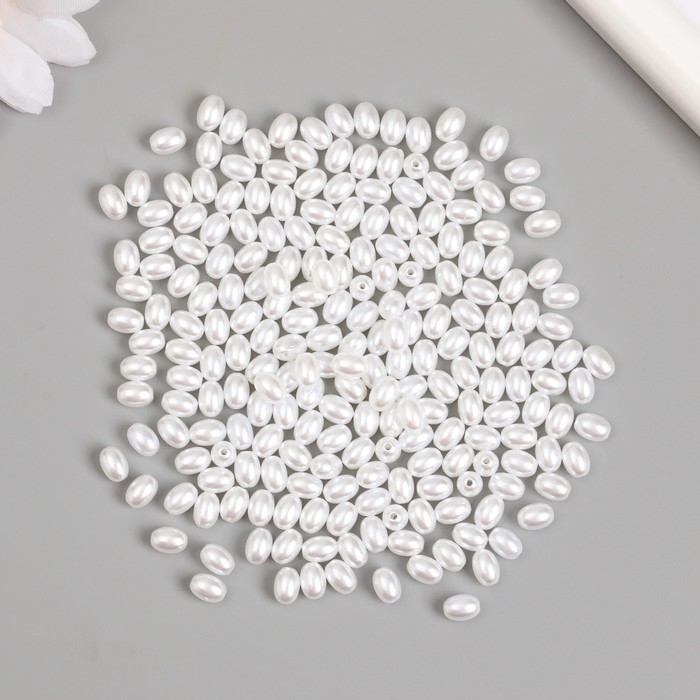 Бусины для творчества пластик Бусины для творчества пластик "Жемчуг белый овал" набор 20 гр 0,5х0,5х0,7 см