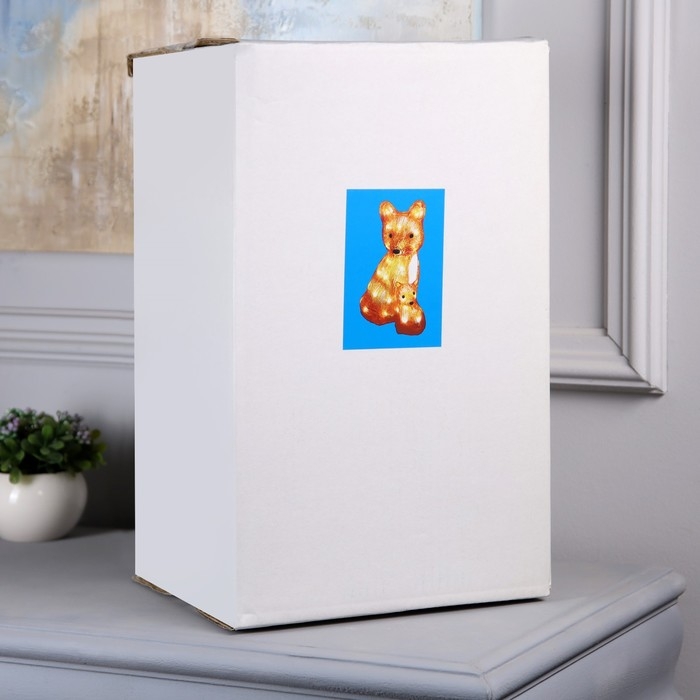 Светодиодная фигура «Лиса с лисёнком» 24 × 35 × 19 см, акрил, 40 LED, 220 В, свечение белое Светодиодная фигура «Лиса с лисёнком» 24 × 35 × 19 см, акрил, 40 LED, 220 В, свечение белое