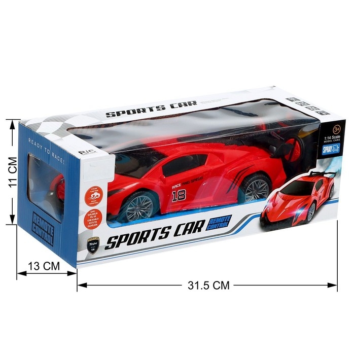 Машина радиоуправляемая «Спорткар», свет, эффект дыма, работает от аккумулятора, цвет красный Машина радиоуправляемая «Спорткар», свет, эффект дыма, работает от аккумулятора, цвет красный