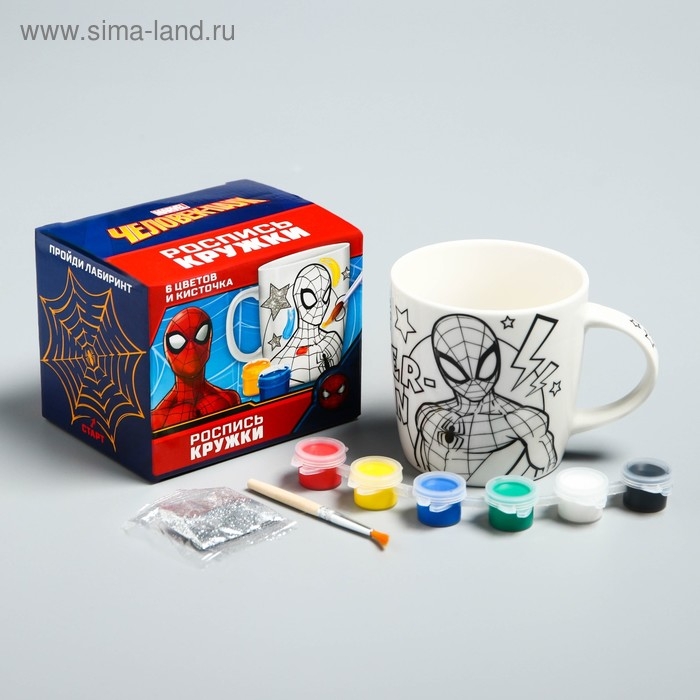 Набор, кружка под раскраску, 250 мл Набор, кружка под раскраску, 250 мл "Супер герой" Человек-Паук