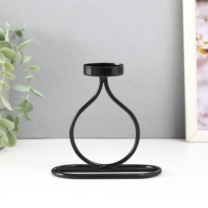 Подсвечник металл на 1 свечу "Бутылочка" d=4 см чёрный 11х6х11,5 см