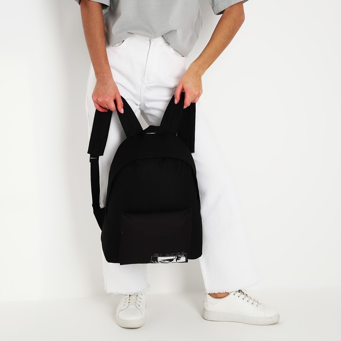 Рюкзак школьный текстильный «Аниме», с карманом, 29х12х40, цвет чёрный