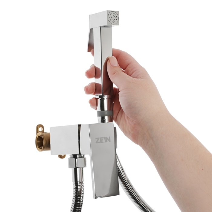 Смеситель с гигиеническим душем ZEIN, картридж керамика 35 мм, латунь, хром Смеситель с гигиеническим душем ZEIN, картридж керамика 35 мм, латунь, хром