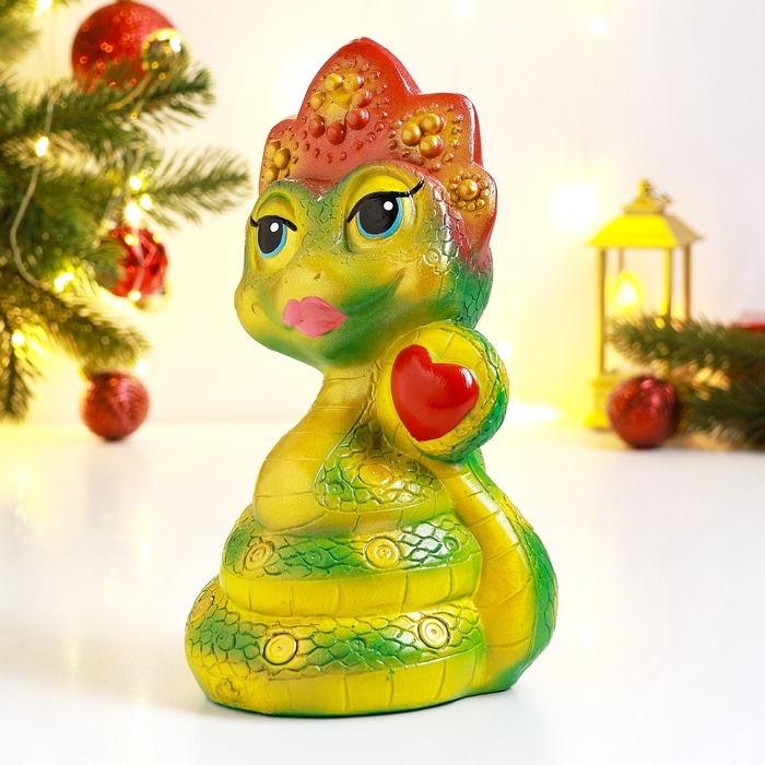 Новый год. Символ 2025. Копилка Новый год. Символ 2025. Копилка "Змея в кокошнике" зеленый красный, 23см