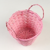 Корзина плетеная, D16 х 13,5 х 20 см, розовая, бамбук
