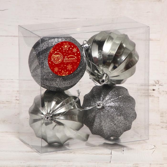 Набор шаров пластик d-8 см, 4 шт Набор шаров пластик d-8 см, 4 шт "Маскарад" микс