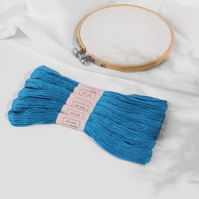 Набор ниток мулине №3843, 8 ± 1 м, 6 шт, цвет ярко-голубой Набор ниток мулине №3843, 8 ± 1 м, 6 шт, цвет ярко-голубой