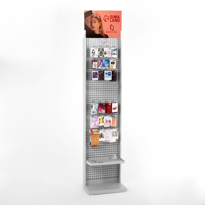 Стойка «Queen Fair» брендированная (+25 крючков), 43×32,5×198,5 см, шаг 25мм, цвет серый