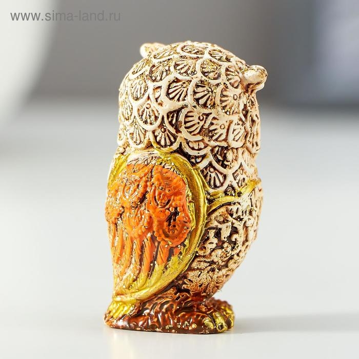 Сувенир полистоун Сувенир полистоун "Филин беж с оранжевыми крыльями" МИКС 5х2,8х3 см