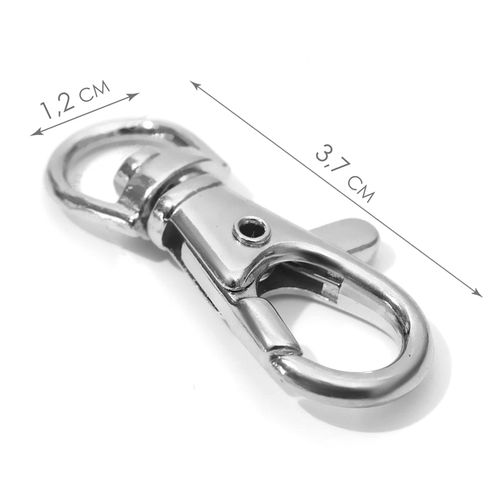 Карабин металлический, 37 × 12 мм / 9 × 1,7 мм, 10 шт, цвет серебряный Карабин металлический, 37 × 12 мм / 9 × 1,7 мм, 10 шт, цвет серебряный