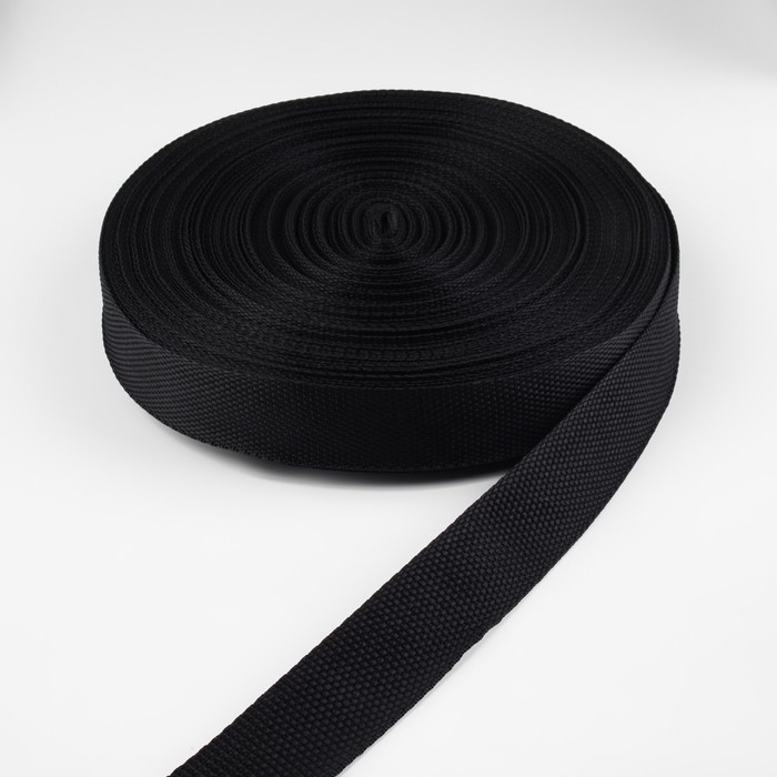Стропа ременная, 30 мм, 50 ± 1 м, плотность 9,5 гр/м, цвет чёрный Стропа ременная, 30 мм, 50 ± 1 м, плотность 9,5 гр/м, цвет чёрный