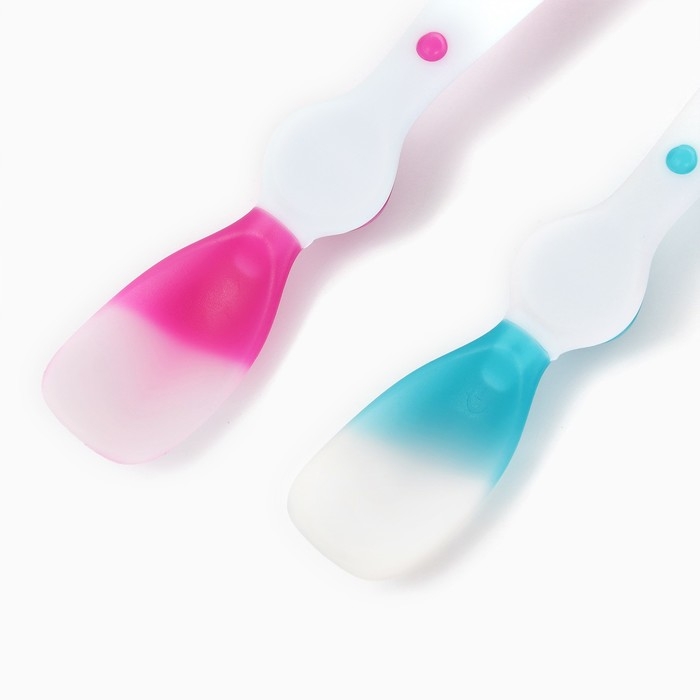 Набор термочувствительных ложек для кормления, 16,5см.. 2 шт., цвет розовый/бирюзовый Набор термочувствительных ложек для кормления, 16,5см.. 2 шт., цвет розовый/бирюзовый