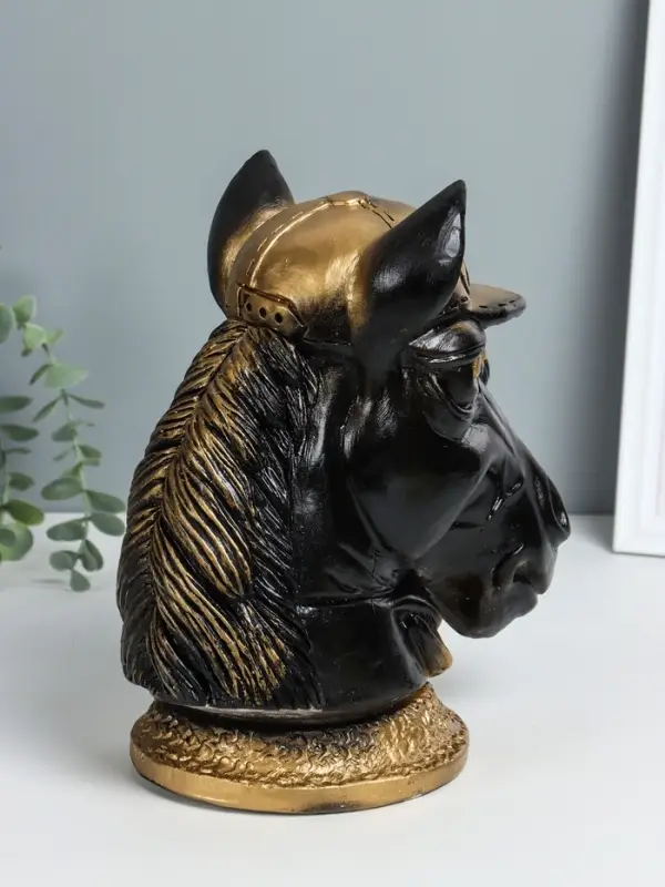 Копилка  Копилка "Конь в кепке" 26х14,5х21,5 см, чёрный с золотом