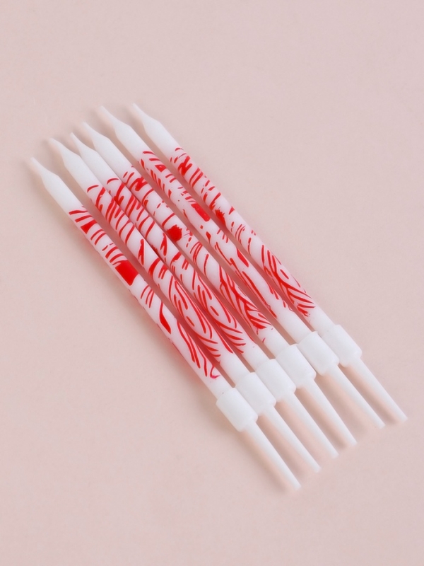 Свечи для торта Свечи для торта "Волнистые линии", 6 шт, белые с красным