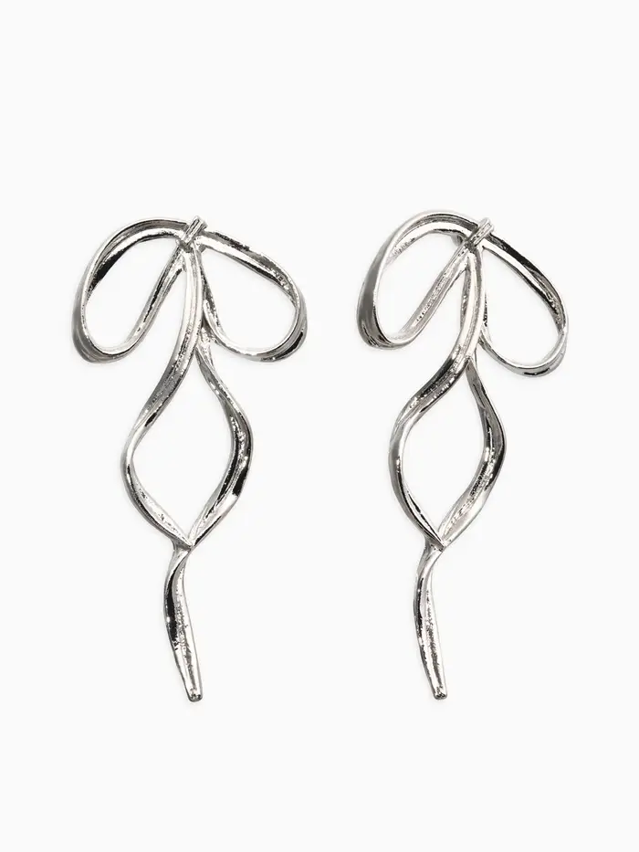Серьги "Бантик", цвет серебро