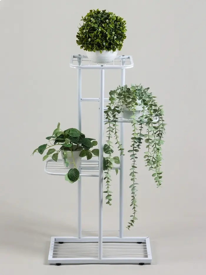 Подставка для цветов Greengo, 4 полки, 43&times;22&times;82 см, напольная, металл, белая