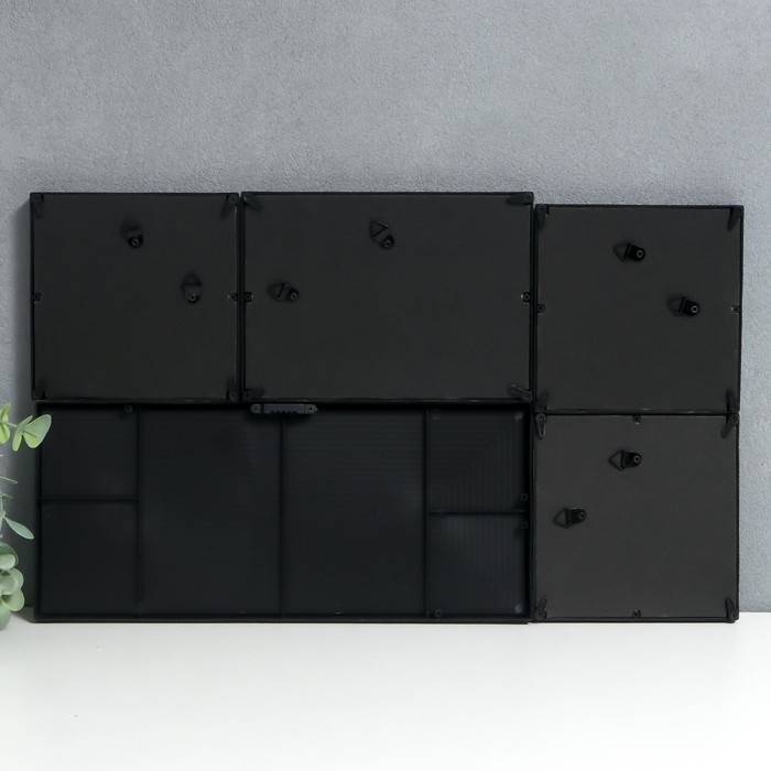 Фоторамка на 4 фото 10х10, 10х15 см+зеркало  Фоторамка на 4 фото 10х10, 10х15 см+зеркало "Наслаждайся мелочами" чёрная н-р 5 шт 26х44 см