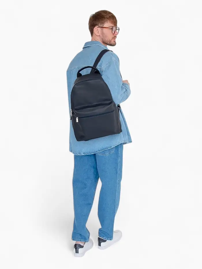 Рюкзак городской TEXTURA на молнии с карманом, размер 30&times;17&times;42 см, тёмно-синий