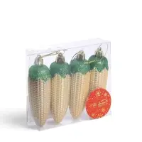 Ёлочные игрушки 4 шт. &laquo;Кукуруза&raquo; 10&times;3 см, золото