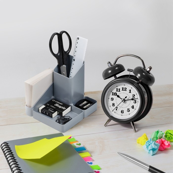 Подставка-органайзер для канцелярии Имидж серая металлик