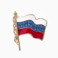 Брошь &laquo;Флаг России&raquo;, триколор в золоте