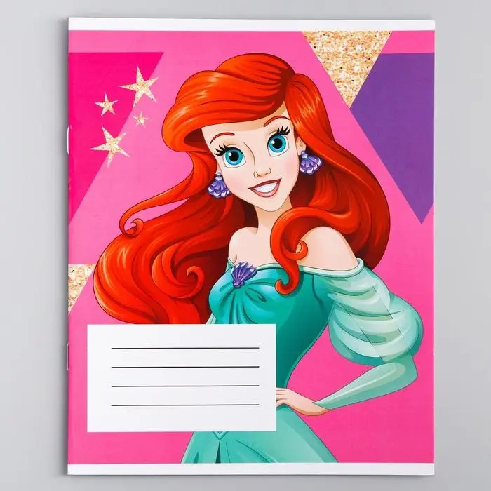 Тетрадь в клетку 12 листов, 5 видов МИКС, обложка мелованный картон, &laquo;Принцессы&raquo;