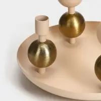 Подсвечник на 4 свечи на тарелке со сферами, 25.5&times;22.5&times;32 см, бежевый