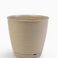 Горшок цветочный с поддоном Saffron, 2.6 л, d=17.6 см, h=16.2 см, пластиковый, бежевый