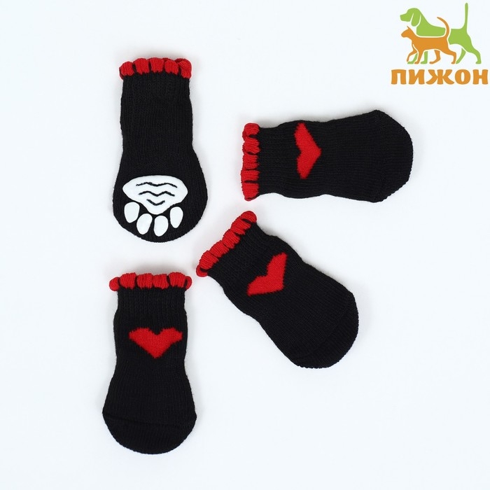 Носки нескользящие  Носки нескользящие "Любовь", размер L (3,5/5 * 9 см), набор 4 шт, чёрные