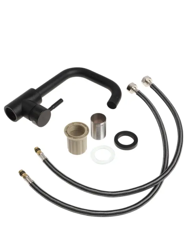 Смеситель для раковины ZEIN Z2508, короткий излив, картридж 40 мм, нержавеющая сталь, черный