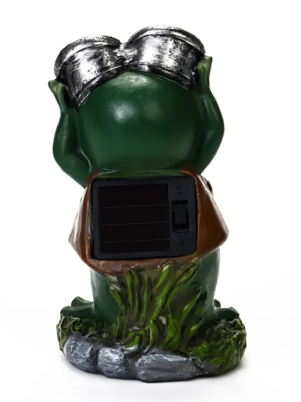 Садовая фигура - фонарь из полистоуна &laquo;Лягушонок с биноклем&raquo;, 8&times;7&times;15 см