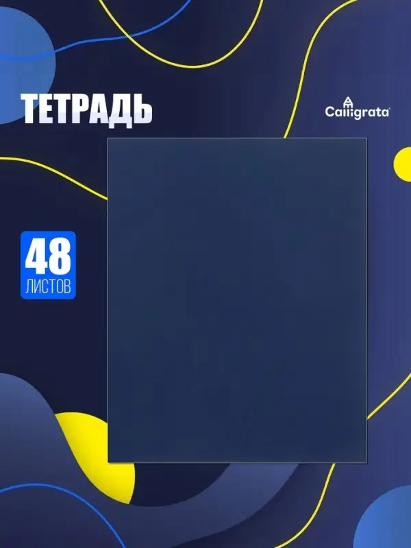 Тетрадь 48 листов в клетку Calligrata, бумвинил, блок №2, эконом, синий