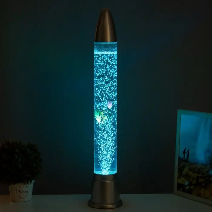 Лава - лампа RISALUX &laquo;Ракета-аквариум&raquo;, подсветка, RGB, от сети 220 В, серебристая, 10&times;10&times;70 см