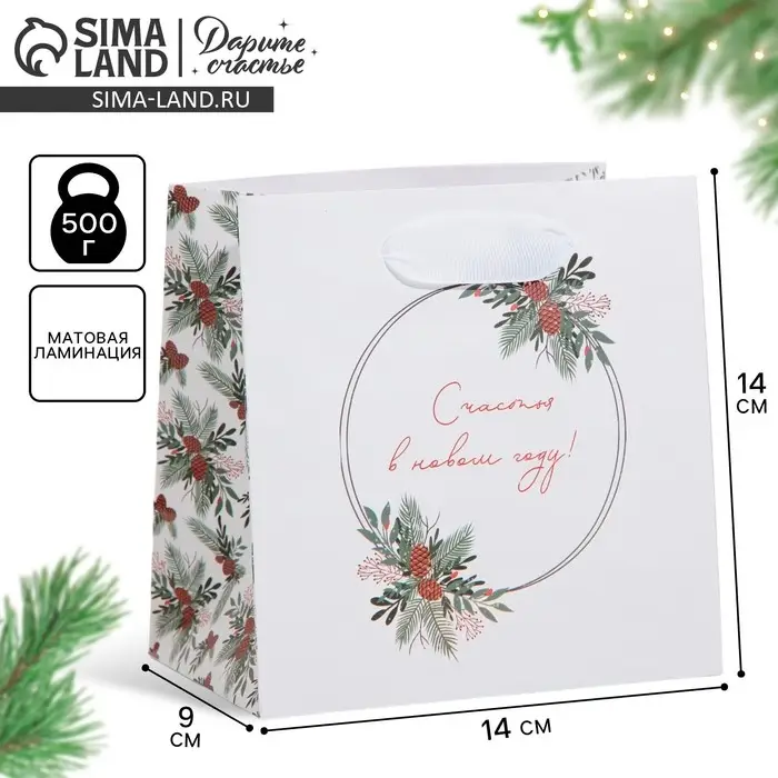 Пакет подарочный новогодний ламинированный квадратный «Зима», 14 х 14 х 9 см Пакет подарочный новогодний ламинированный квадратный «Зима», 14 х 14 х 9 см