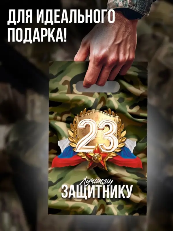 Пакеты подарочные полиэтиленовые &laquo;23 Февраля&raquo;, набор 10 шт., 20&times;30 см