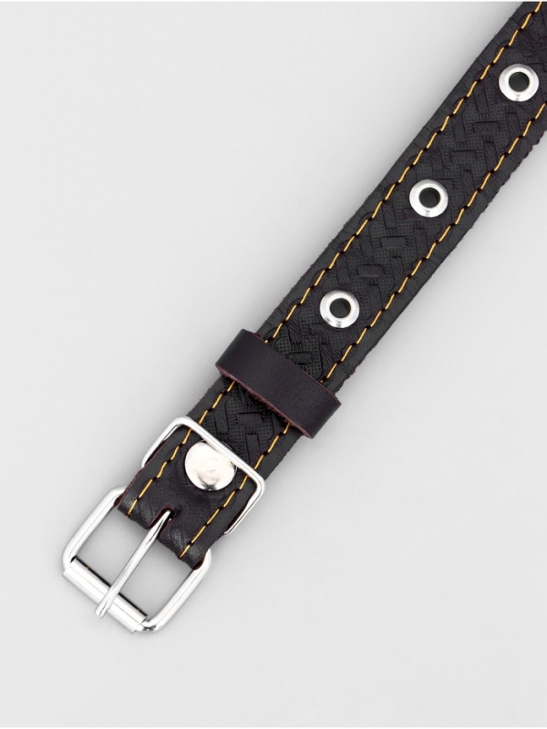 Ошейник кожаный усиленный капроном с полукольцом, 55 х 2,5 см, ОШ 27-53 см, коричневый Ошейник кожаный усиленный капроном с полукольцом, 55 х 2,5 см, ОШ 27-53 см, коричневый