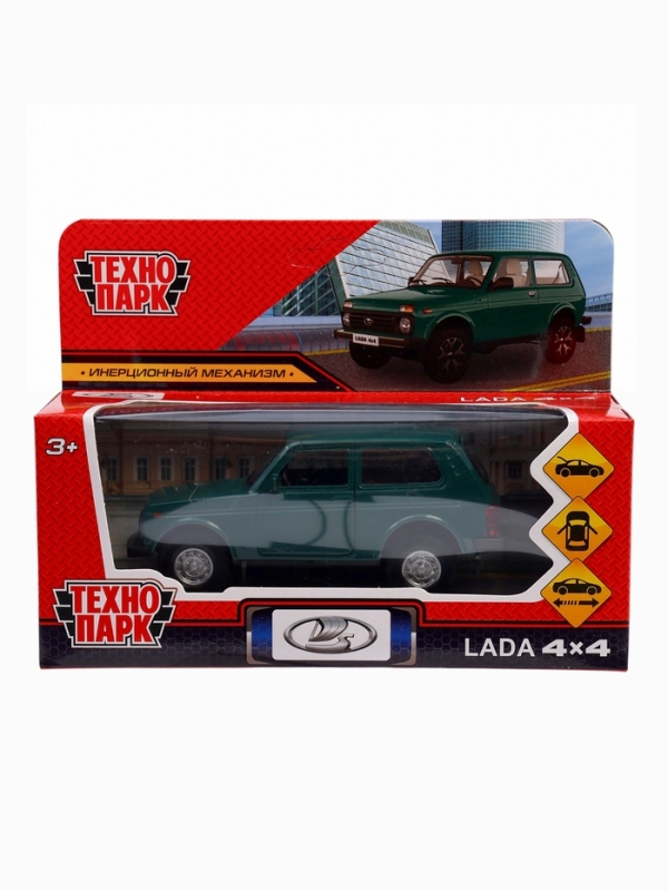Машина металлическая «LADA 4x4», открываются двери, багажник, инерция, 12 см, зелёный