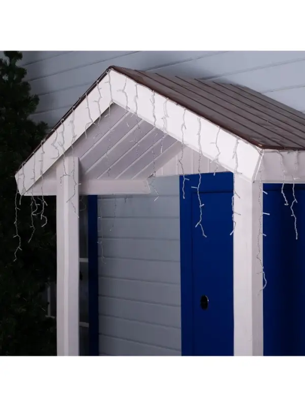 Гирлянда &laquo;Бахрома&raquo; 4&times;0.6 м, IP44, прозрачная нить, 180 LED, свечение белое, мерцание белым, 220 В