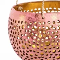Подсвечник подвесной из кокоса, 14&times;14&times;10 см, тёмно золотисто-розовый