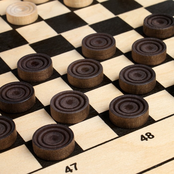 Шашки деревянные, настольная игра  Шашки деревянные, настольная игра "Стоклеточные", международные, с доской 40 х 40 х 3.5 см