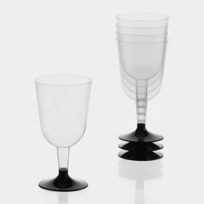 Бокал пластиковый одноразовый для вина «Кристалл», 200 мл, 6 шт/уп, цвет МИКС