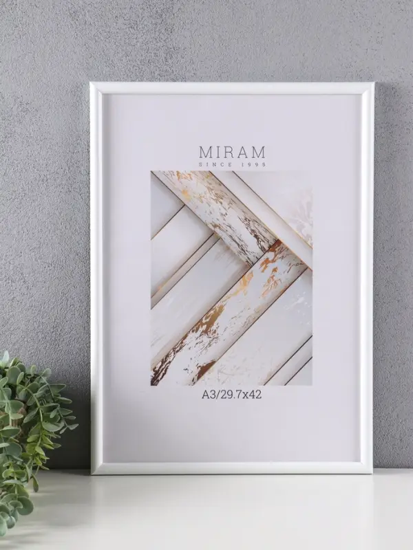 Фоторамка для фото 29.7&times;42 см (А3) &laquo;МИРАМ&raquo;, пластик, белый, (пластиковый экран)