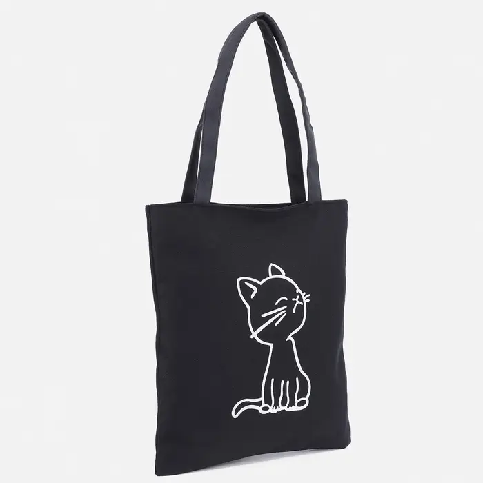 Сумка - шоппер, с подкладом, с принтом, 35×2×40 см, чёрная Сумка - шоппер, с подкладом, с принтом, 35×2×40 см, чёрная