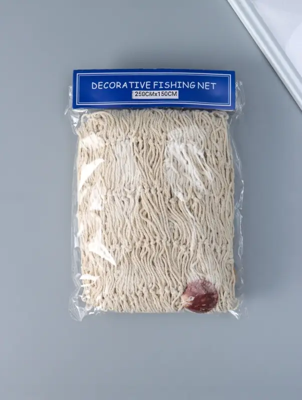 Сетка с ракушками, хлопок, 250х150 см, беж