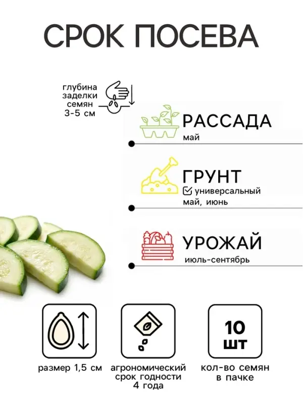 Семена Кабачок Гордость Урала - цукини (УД) Е/П , Е/П,  10 шт.